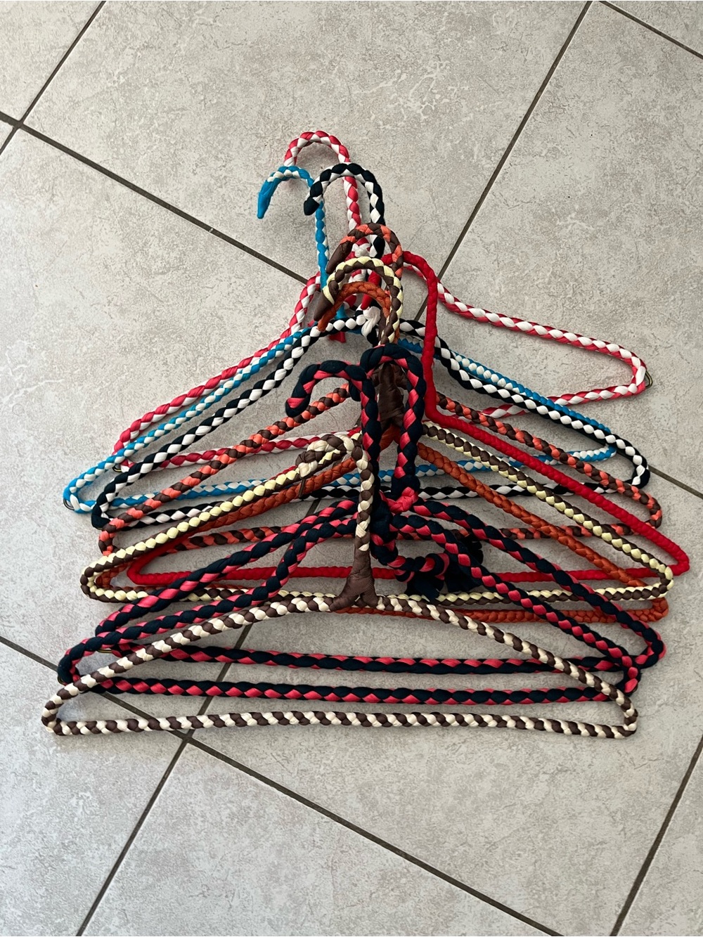 Vintage Crocheted Multicolor Hangers - Lot of 10